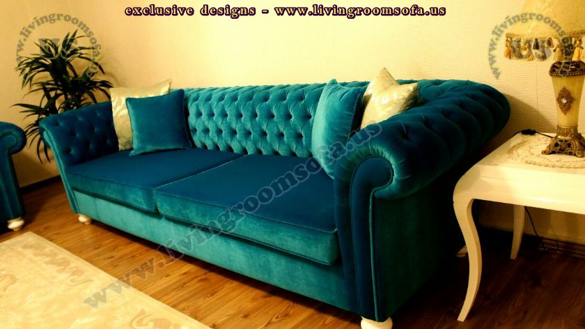 turquoise velvet chesterfield sofa