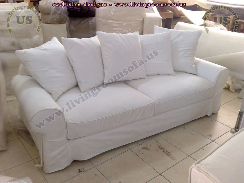 white fabric modern couch design idea