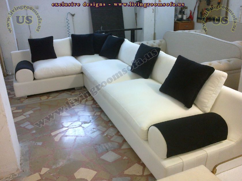 white l shaped corner sofa living room design