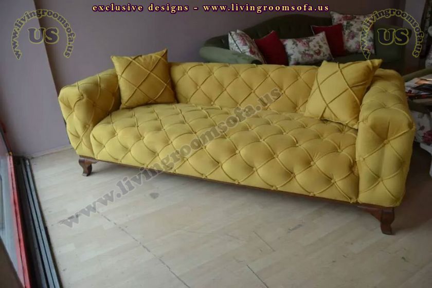 yellow fabric couch decorative design