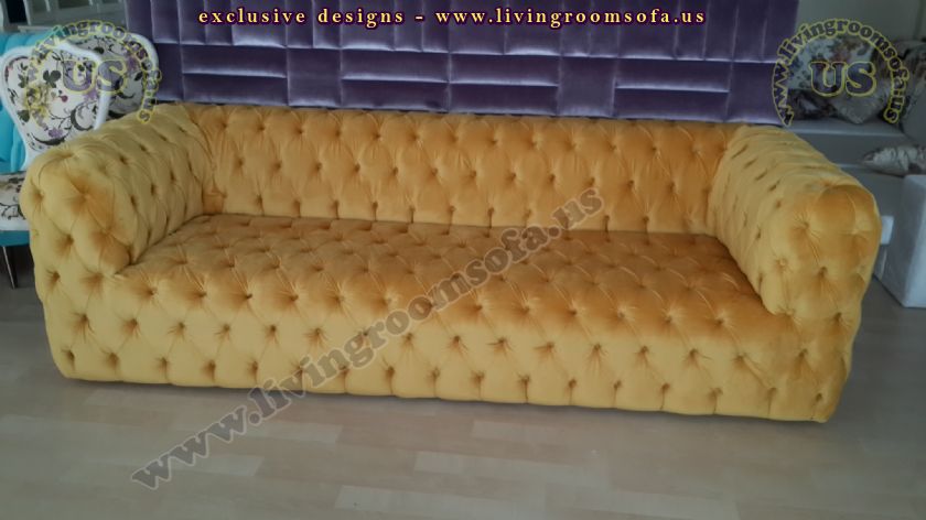 yellow velvet chesterfield sofa